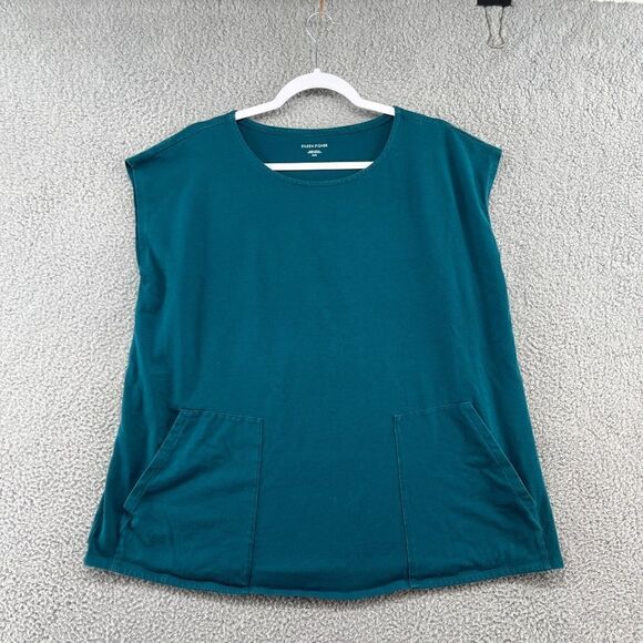 Eileen Fisher Traceable Organic Cotton Jersey Jewel Neck Top Medium M - Picture 4 of 10